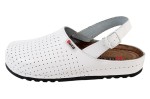 Skórzane klapki zdrowotne damskie MEMORY BZ126p biały+pasek na piętę