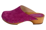 Komfortowe drewniaki chodaki damskie PE11 Raspberry velour
