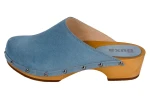Komfortowe drewniaki chodaki damskie PE11 Swedish-blue velour